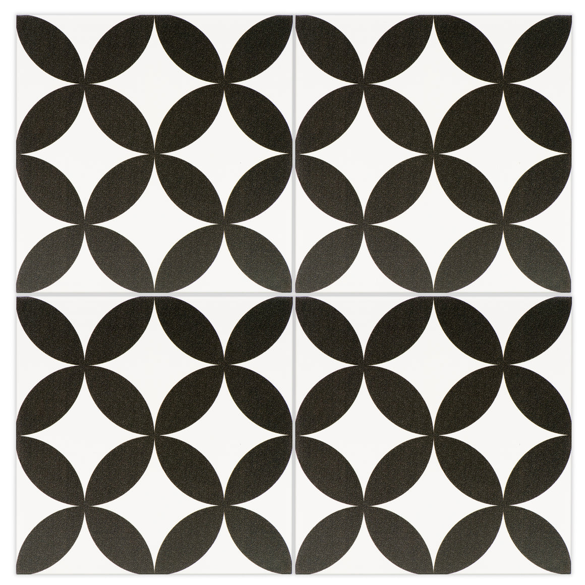 Circulos Noir Black and White modern glossy porcelain decorative pattern tile for residential and commercial bathroom and kitchen floor and wall imported from Portugal, Kerion Décor Fleur Noir available from TilesInspired Canada's Online Tile Store delivering across Ontario and Quebec, including Toronto, Montreal, Ottawa, London, Windsor, Kitchener, Muskoka, Barrie, Kingston, Hamilton, and Niagara renovation idea