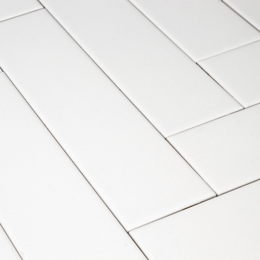 Manhattan White modern matte ceramic subway & candlestick tile for residential bathroom and kitchen floor and wall imported from Spain, Cevica Manhattan Brick White available from TilesInspired Canada's Online Tile Store delivering across Ontario and Quebec, including Toronto, Montreal, Ottawa, London, Windsor, Kitchener, Muskoka, Barrie, Kingston, Hamilton, and Niagara tile idea