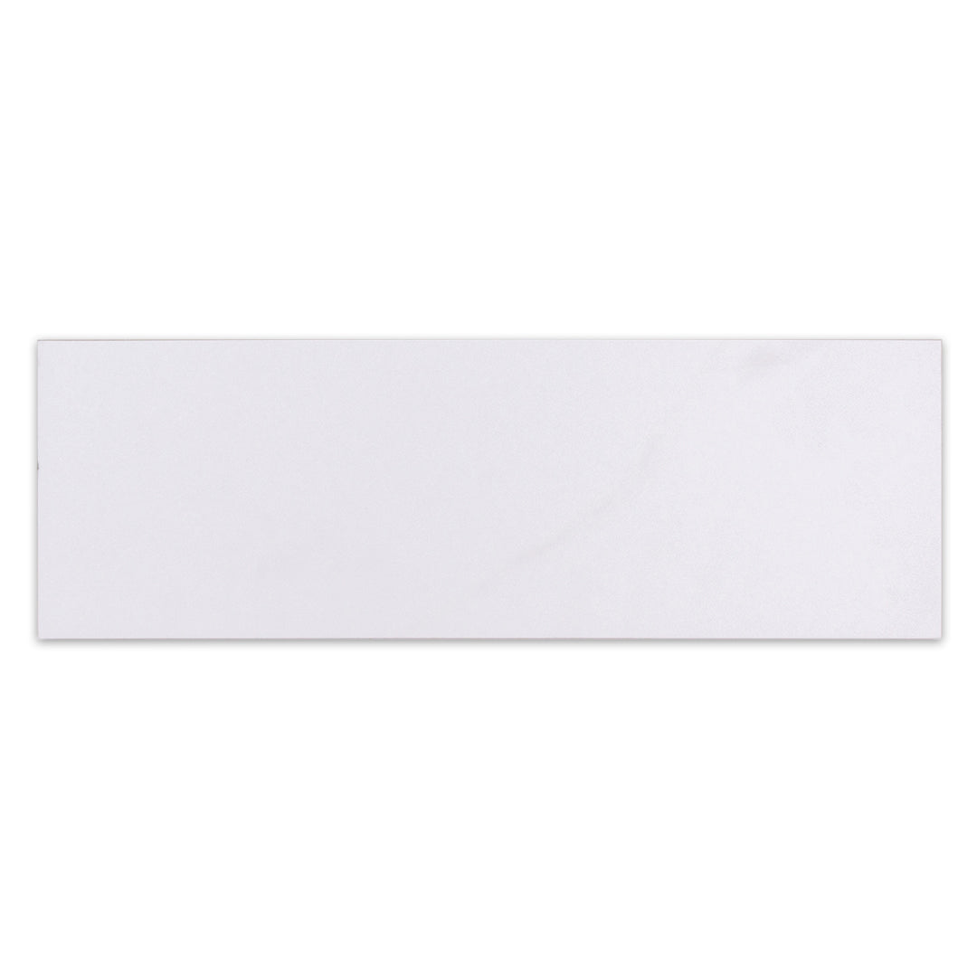 Ariel view of a single 5x16 white stone look tile