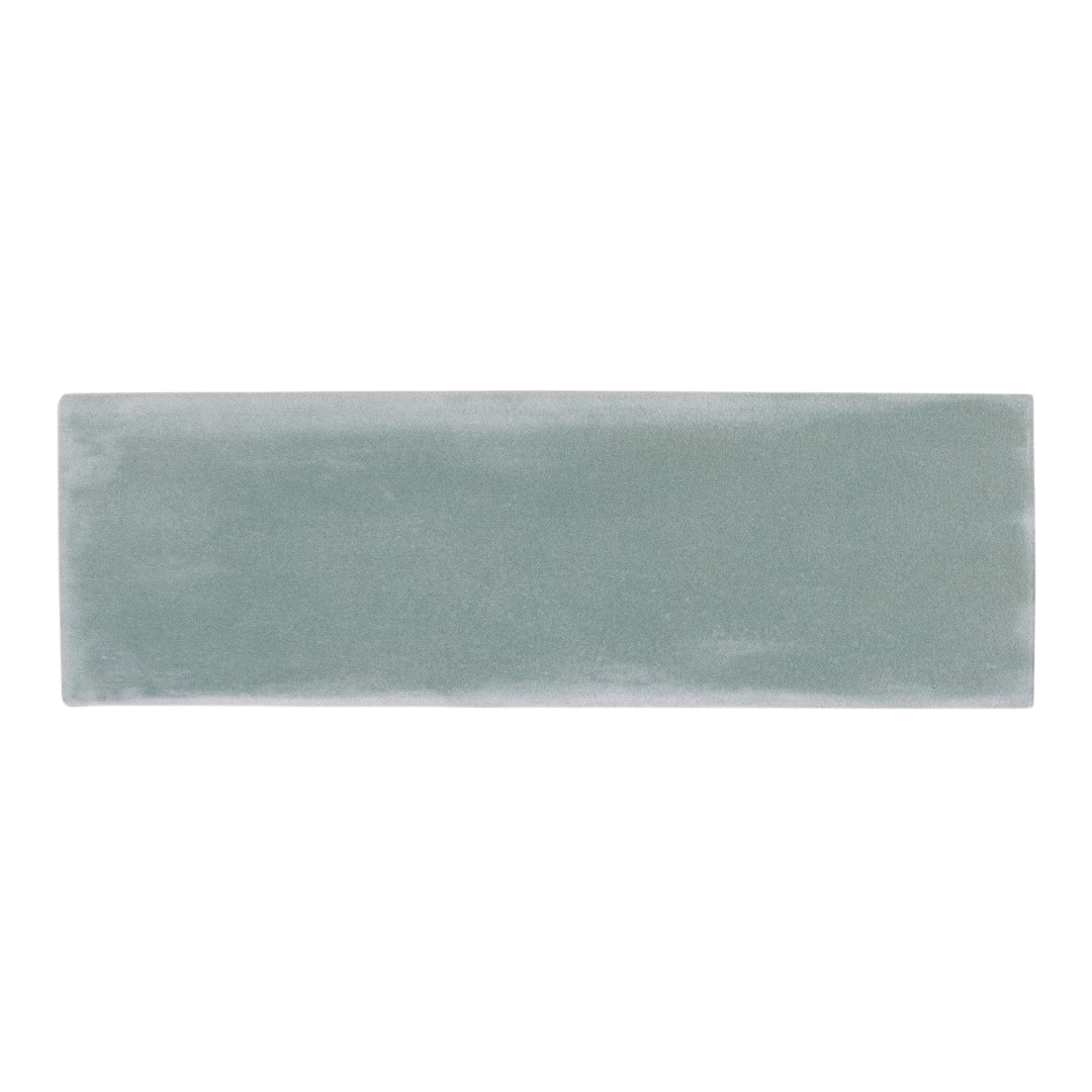 A single 2x6.5 seaside green bars subway matte tile
