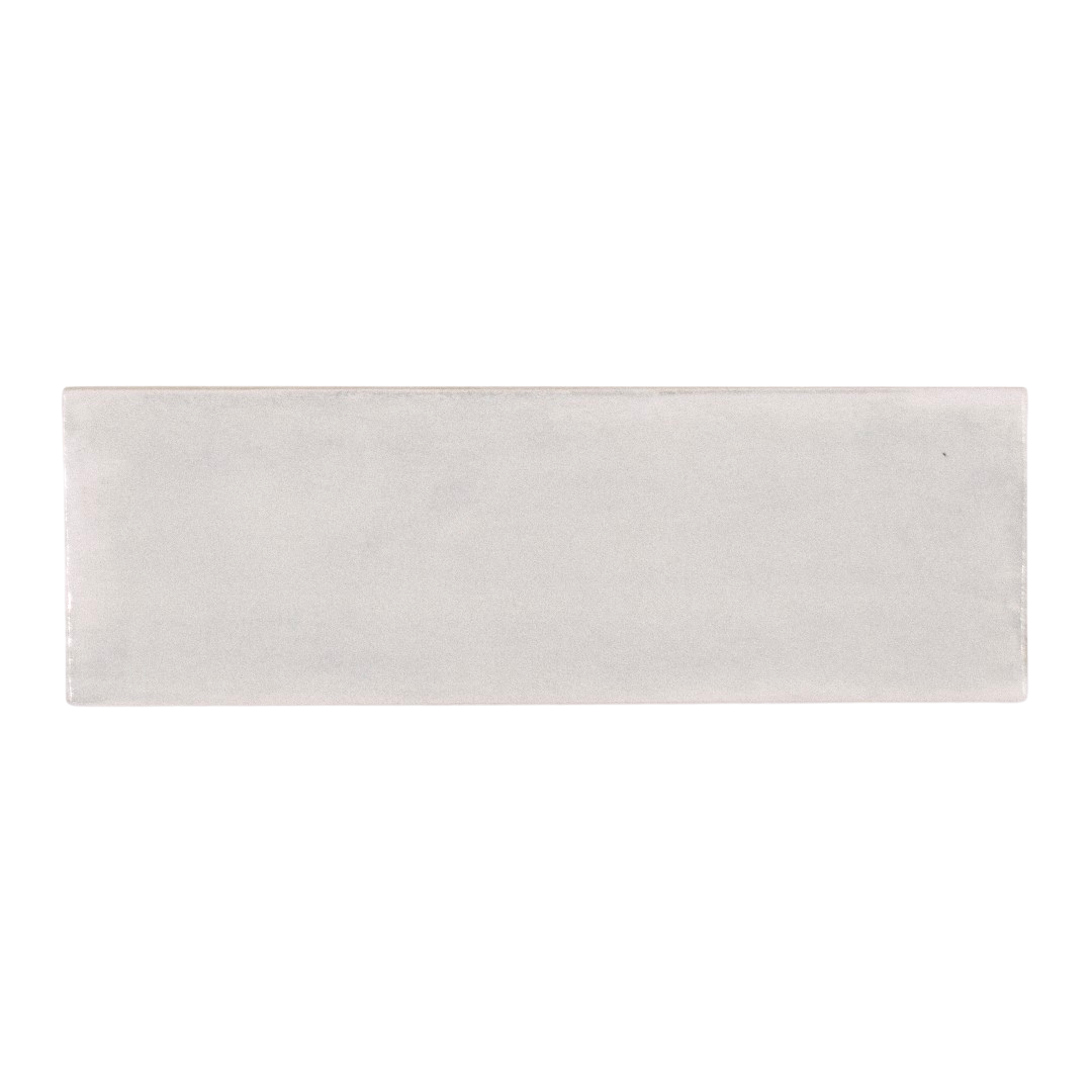 Ariel view of a single salt bars seashell off white subway glossy tile. 