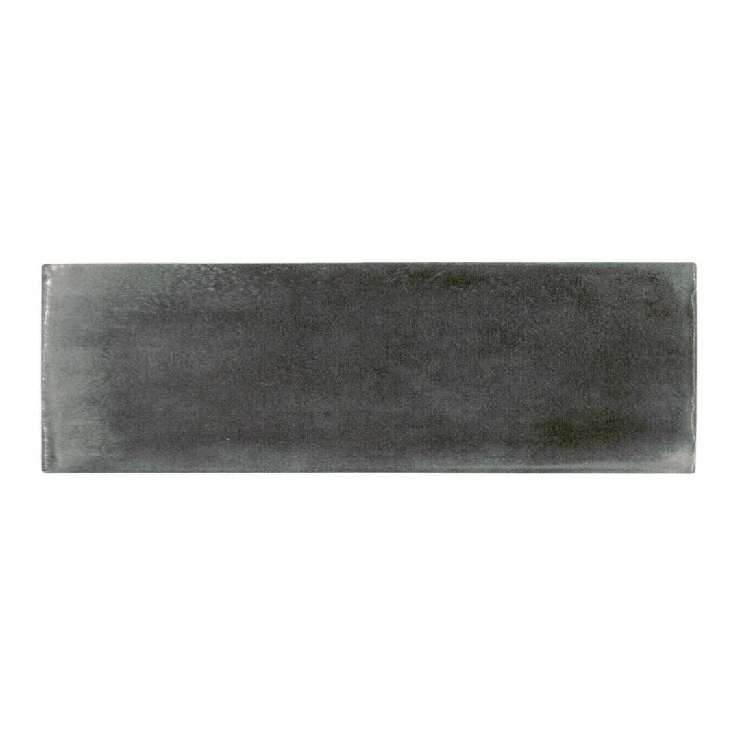 a single flint bars dark grey glossy 2x6.5 subway tile