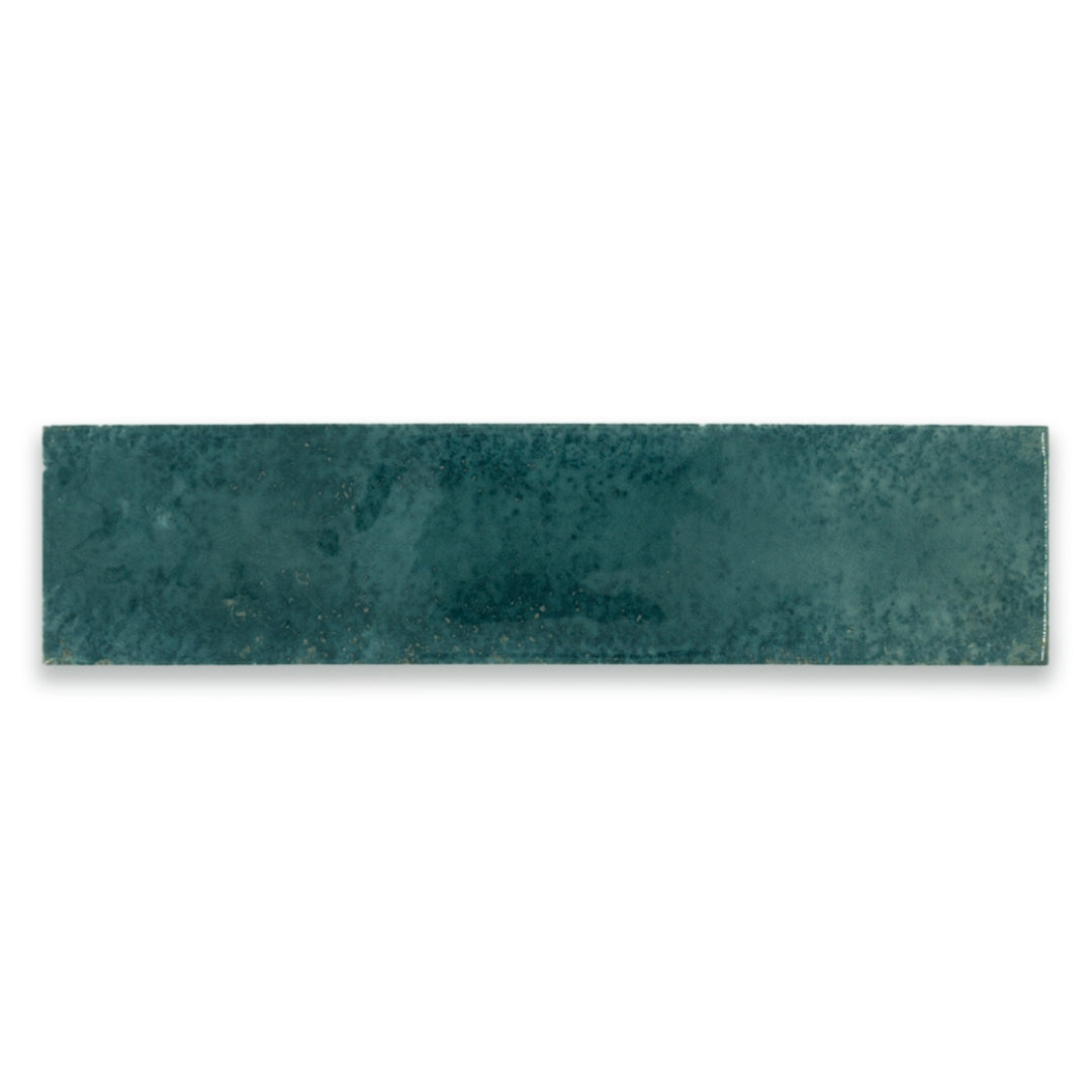 Ariel view of a single 2x9 green glossy tile