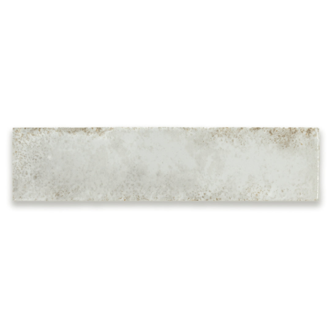 Ariel view of a single 2x9 grey glossy tile