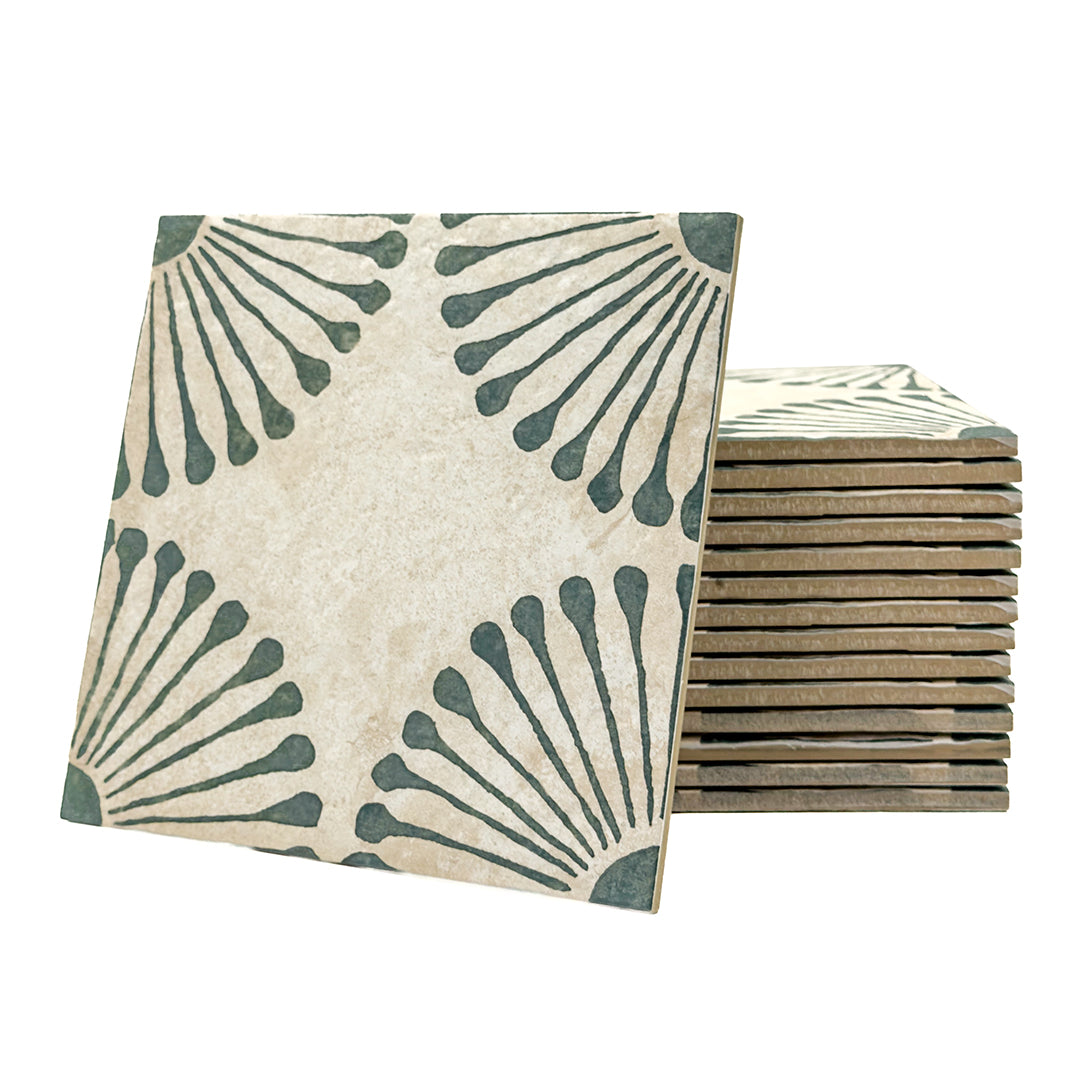 a stack of miramar trendy patterned porcelain tiles for your home, commercial cafe or hospitality. 