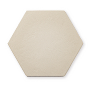A single 9x10 hexagon tile that is beige with a subtle texture and matte finish.