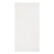 Ariel view of a single 24x48 marble look bianco white tile with thin grey veining 