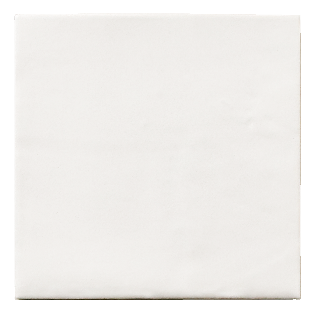 Ariel view of a single matte 5x5 textured powder white tile showing the textured edges. 