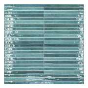 a navy blue glossy fluted kitkat tile with colour variation 