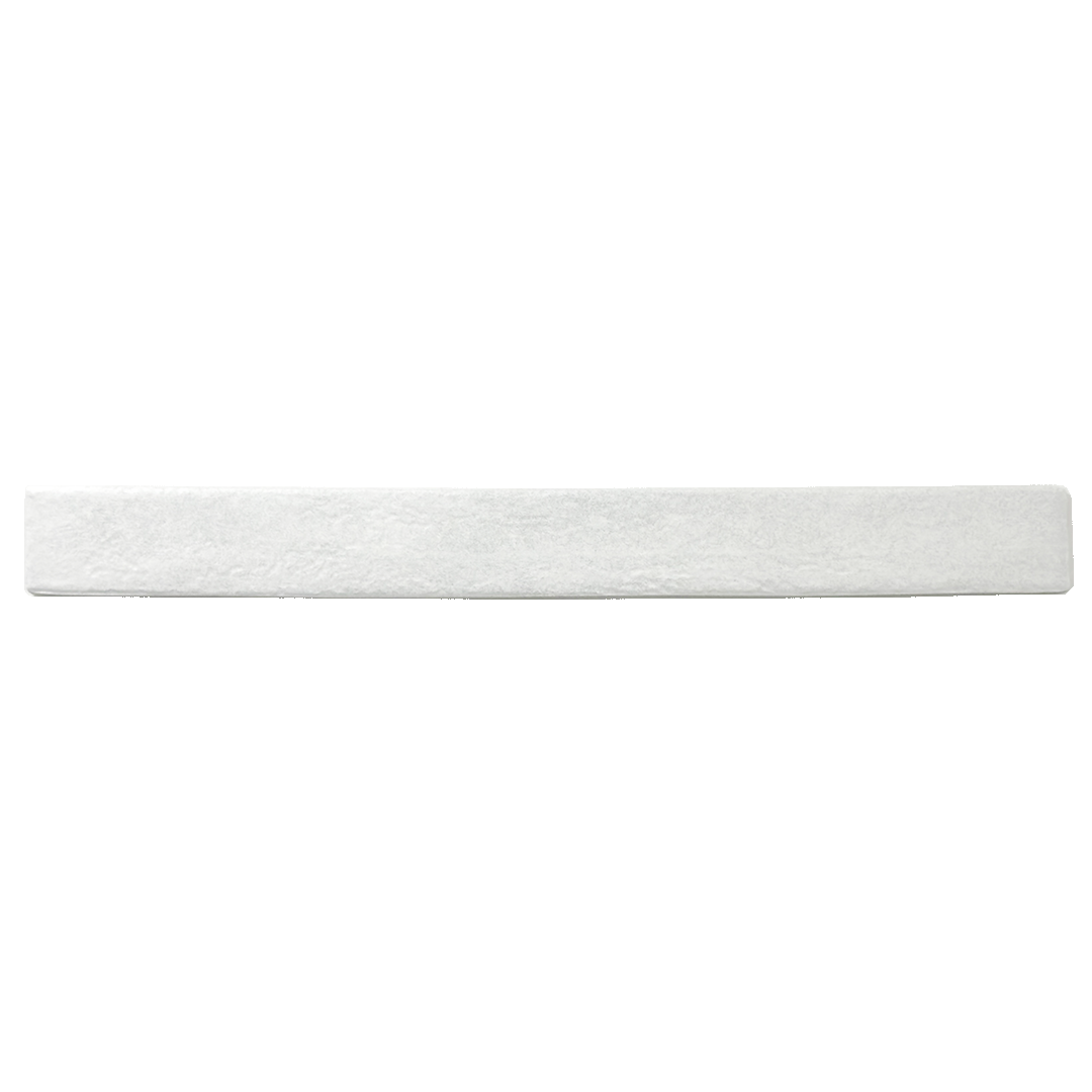 Ariel view of a single white 2x18 brick look tile.