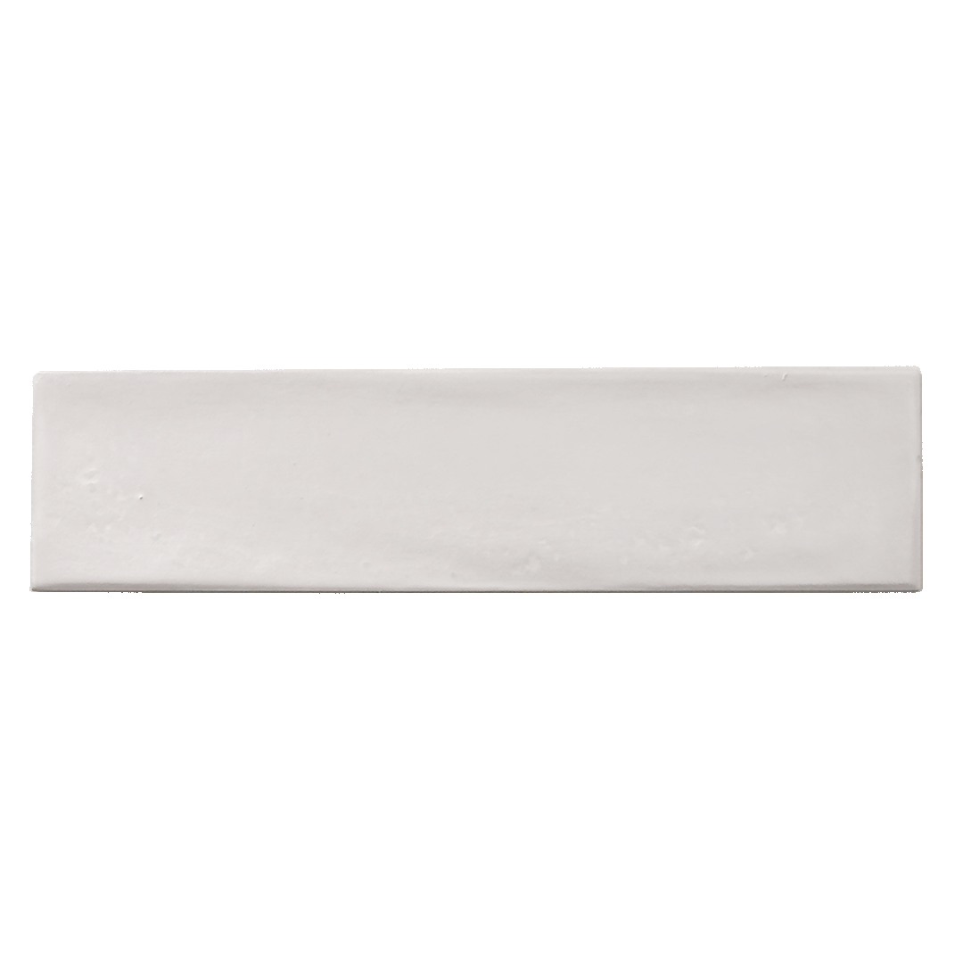 A single 3x12 glossy textured white tile.