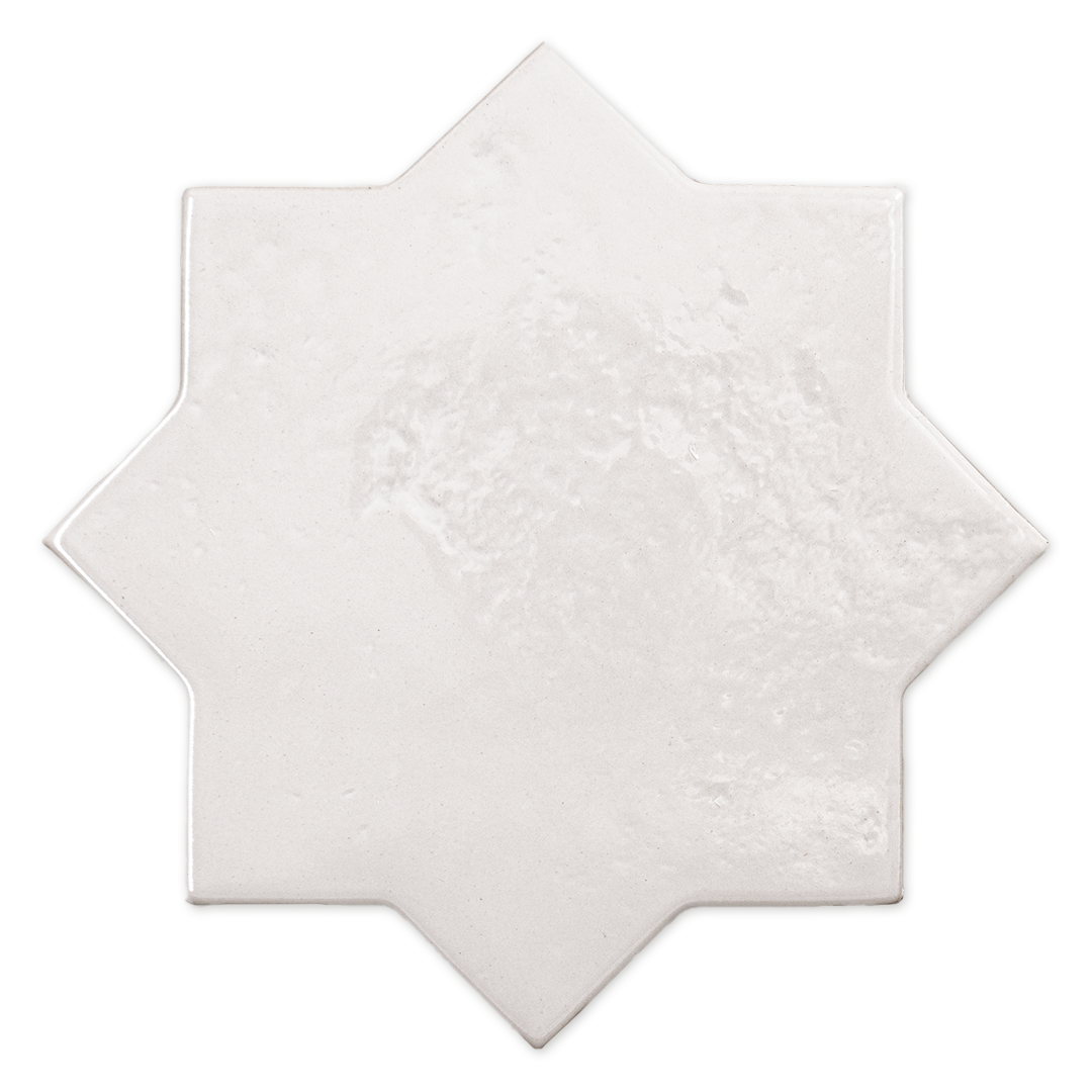 A star shaped tile in white glossy for walls.
