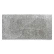 A single tile of a grey stone look tile with the appearance of texture and colour variation. 