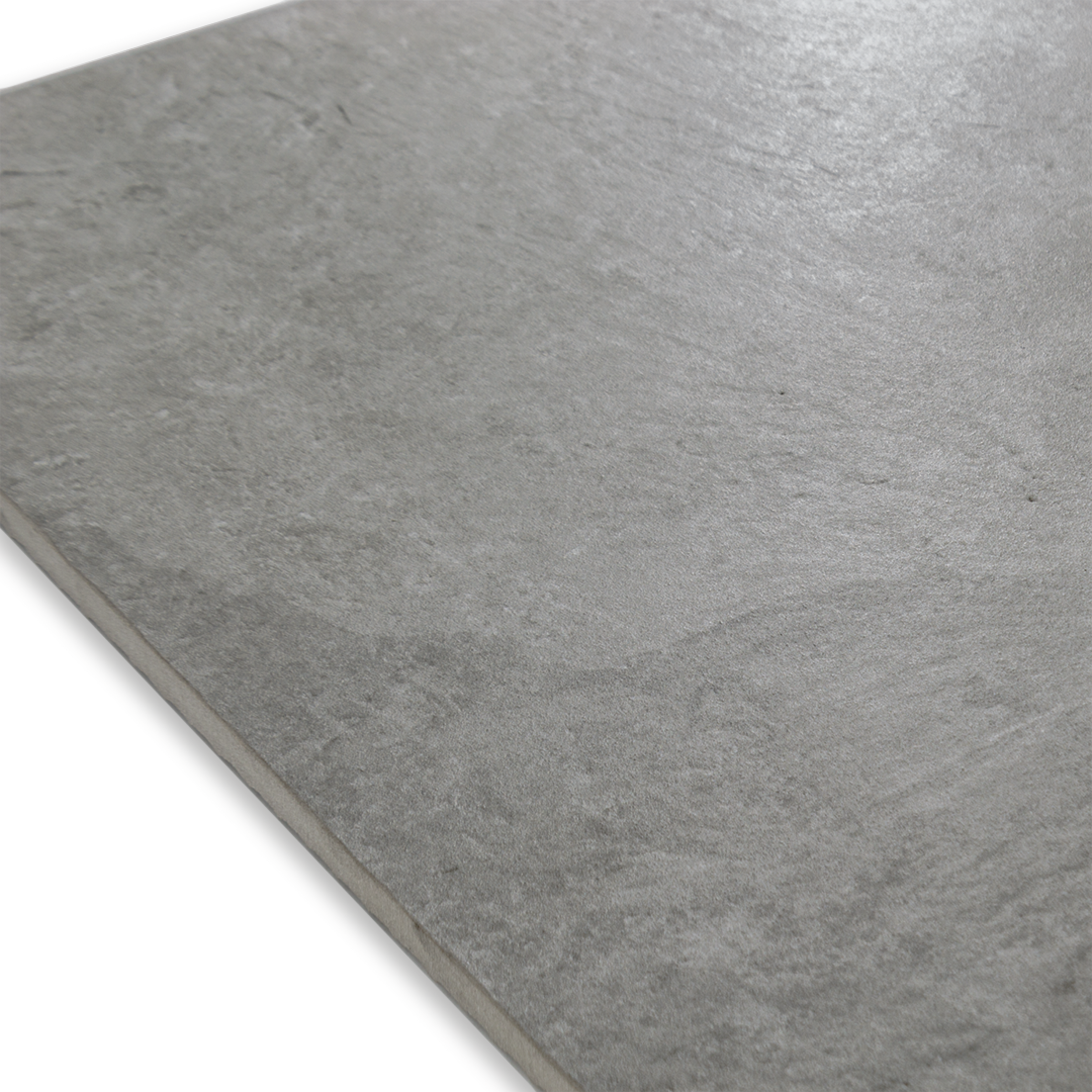 Angled close up of a stone look dark grey tile