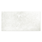 A single rectangular tile of a white stone look tile with the appearance of texture and colour variation. 