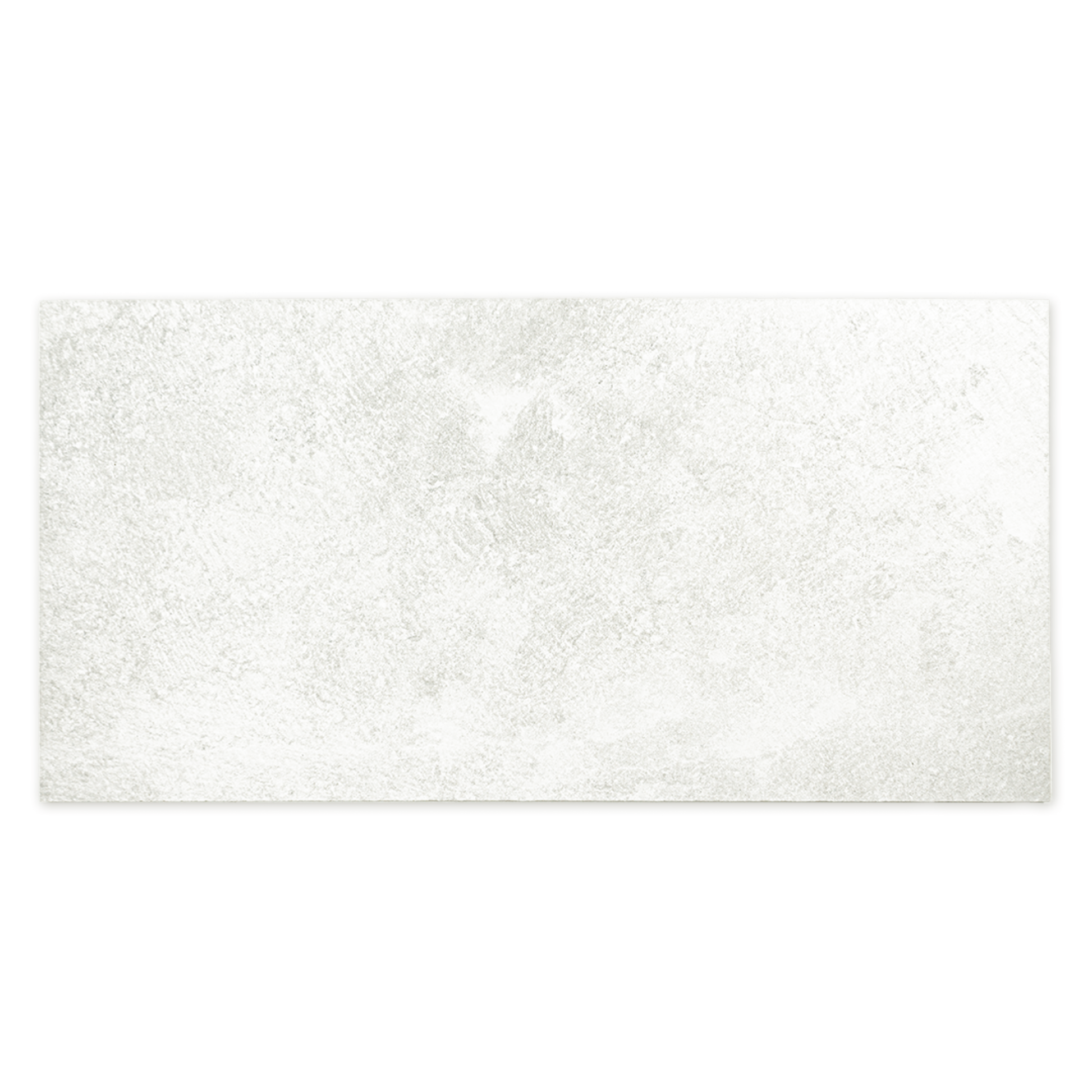 A single rectangular tile of a white stone look tile with the appearance of texture and colour variation. 