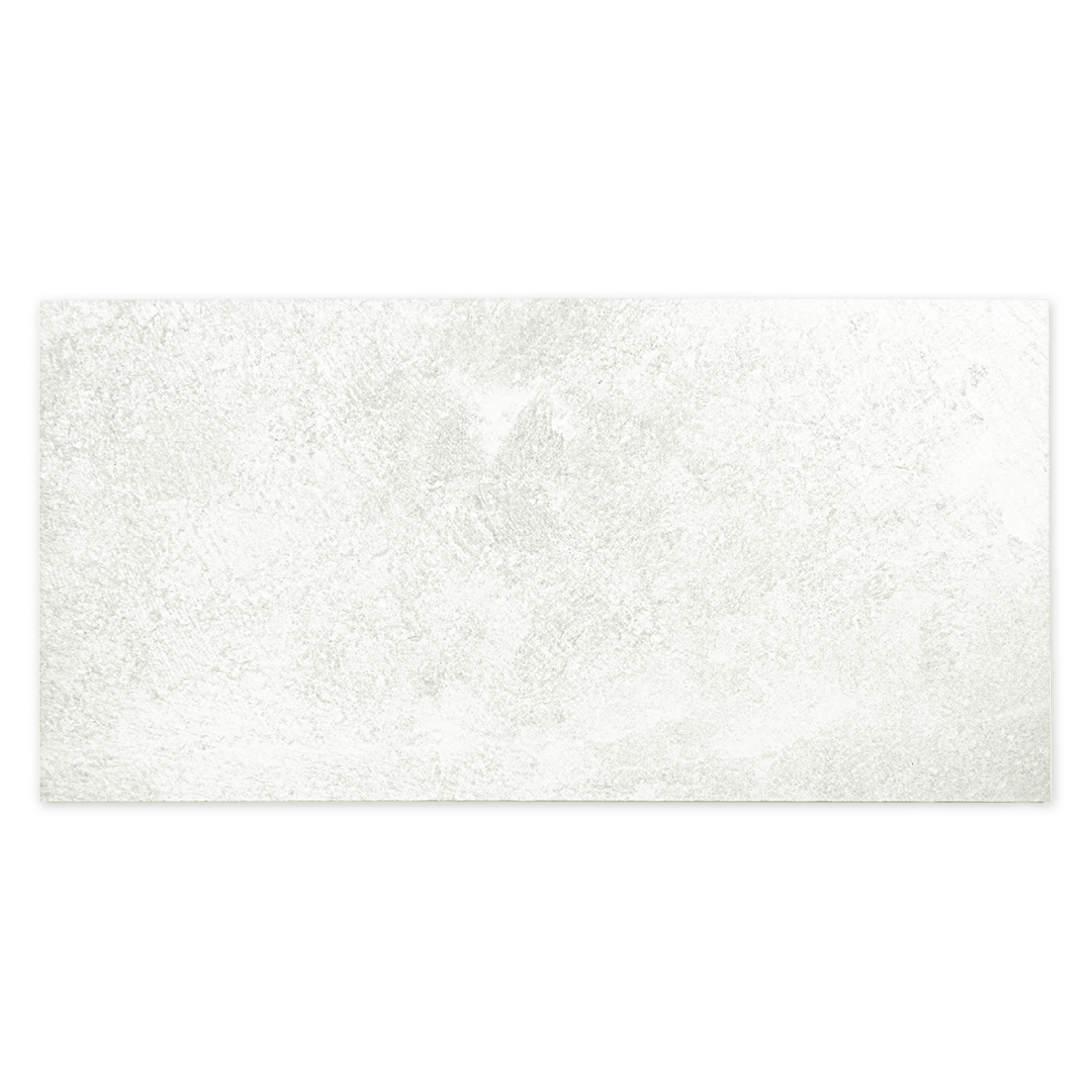 A single rectangular tile of a white stone look tile with the appearance of texture and colour variation. 