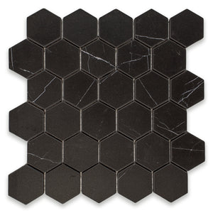 Marquina Natural 2" Hexagon Mosaic