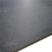 Angled close up of the colour and pattern of the dark grey stone look tile.