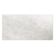 Ariel view of a single 12x24 rectangular white stone look tile. 