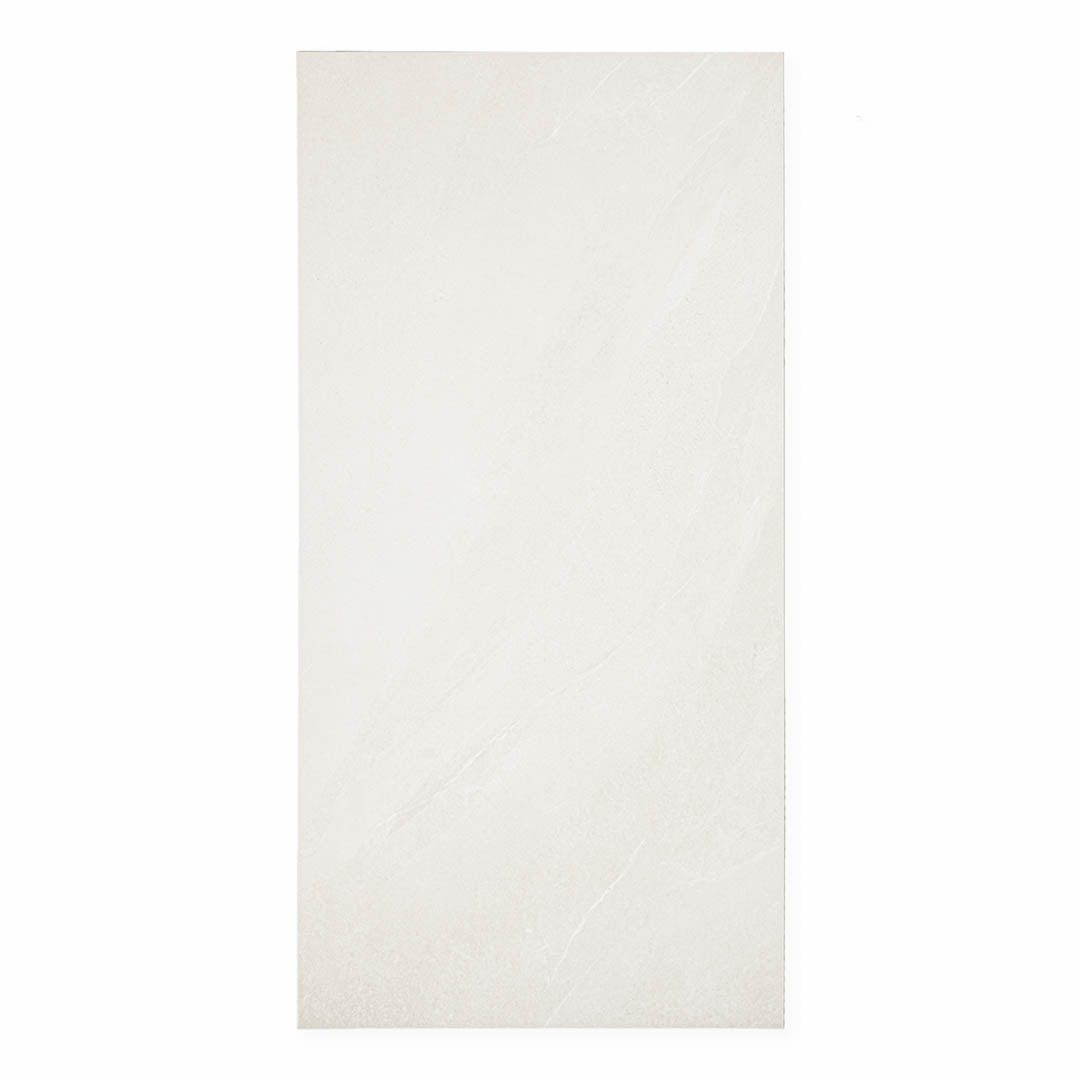 Ariel view of a single 24x48 stonehaven light stone look tile with very fine pattern and colour variance. 