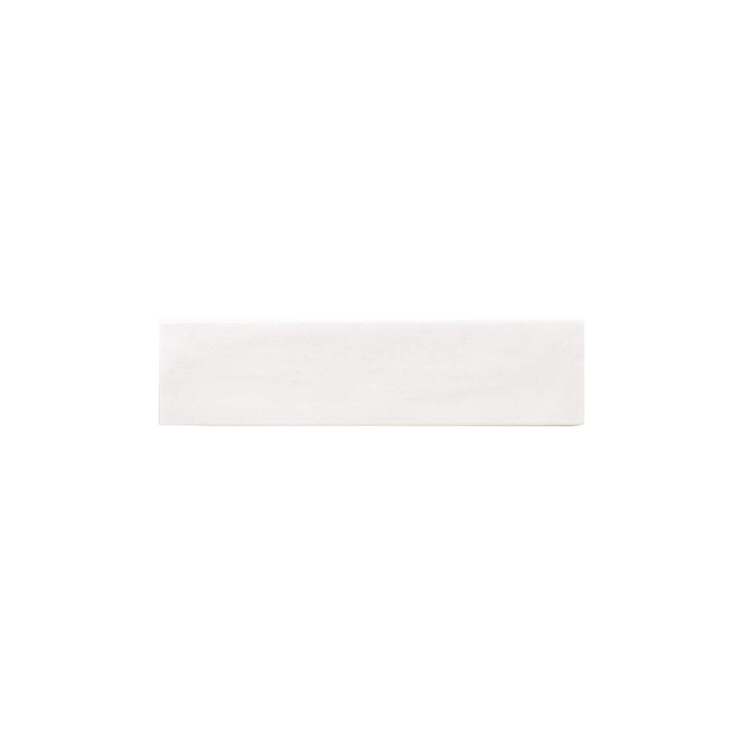 Single tile of a 2x9 subway matte white tile