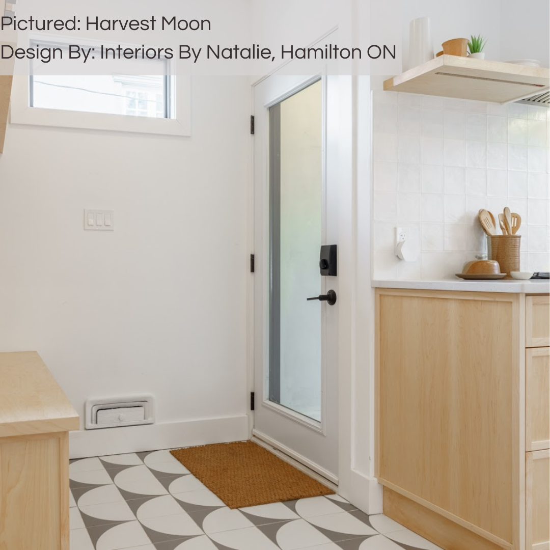 Harvest Moon Grey and White modern matte porcelain decorative pattern tile for residential and commercial bathroom and kitchen floor and wall imported from Portugal, Kerion Décor Lune Graphite available from TilesInspired Canada's Online Tile Store delivering across Ontario and Quebec, including Toronto, Montreal, Ottawa, London, Windsor, Kitchener, Muskoka, Barrie, Kingston, Hamilton, and Niagara renovation idea