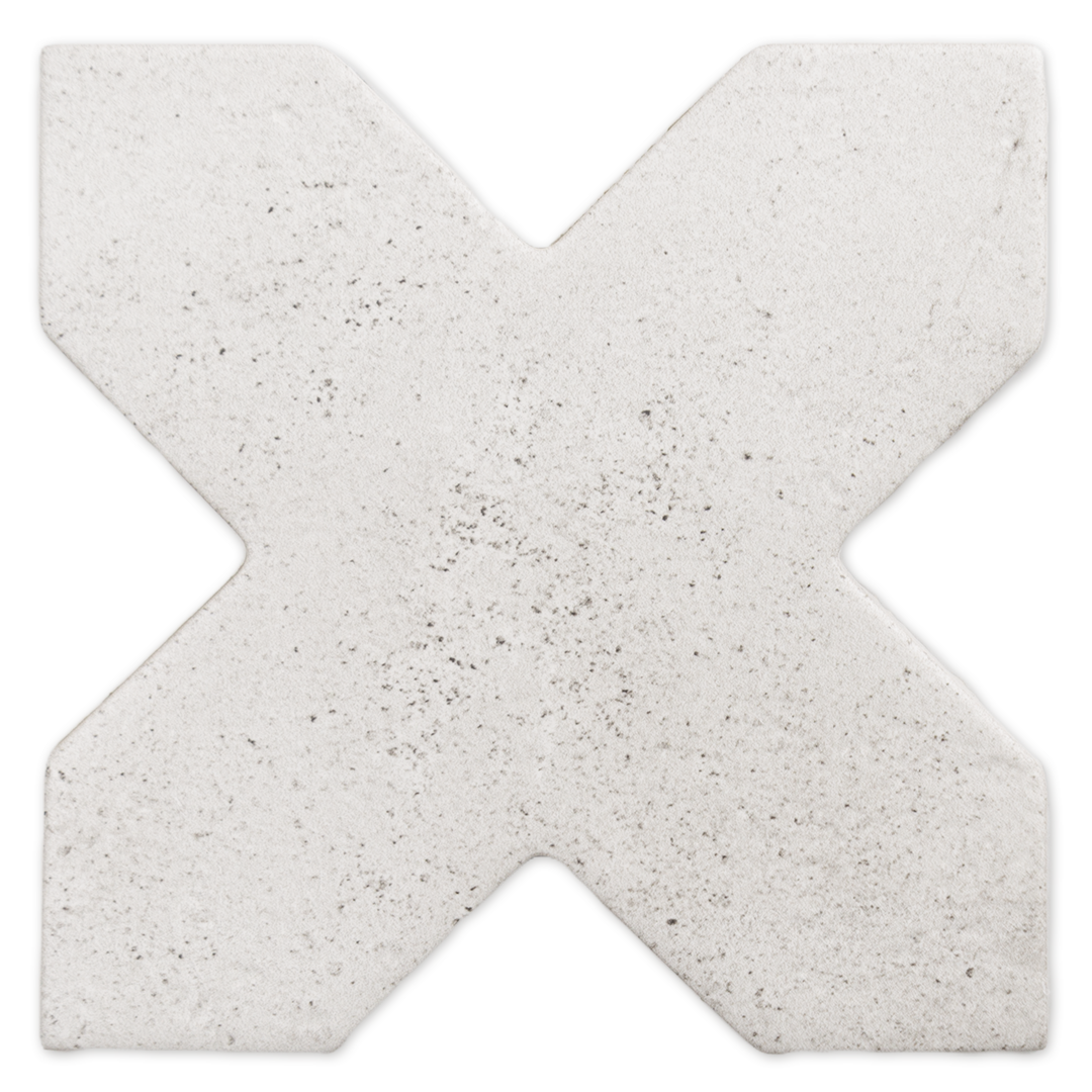Cross shaped tile in a white textured look matte