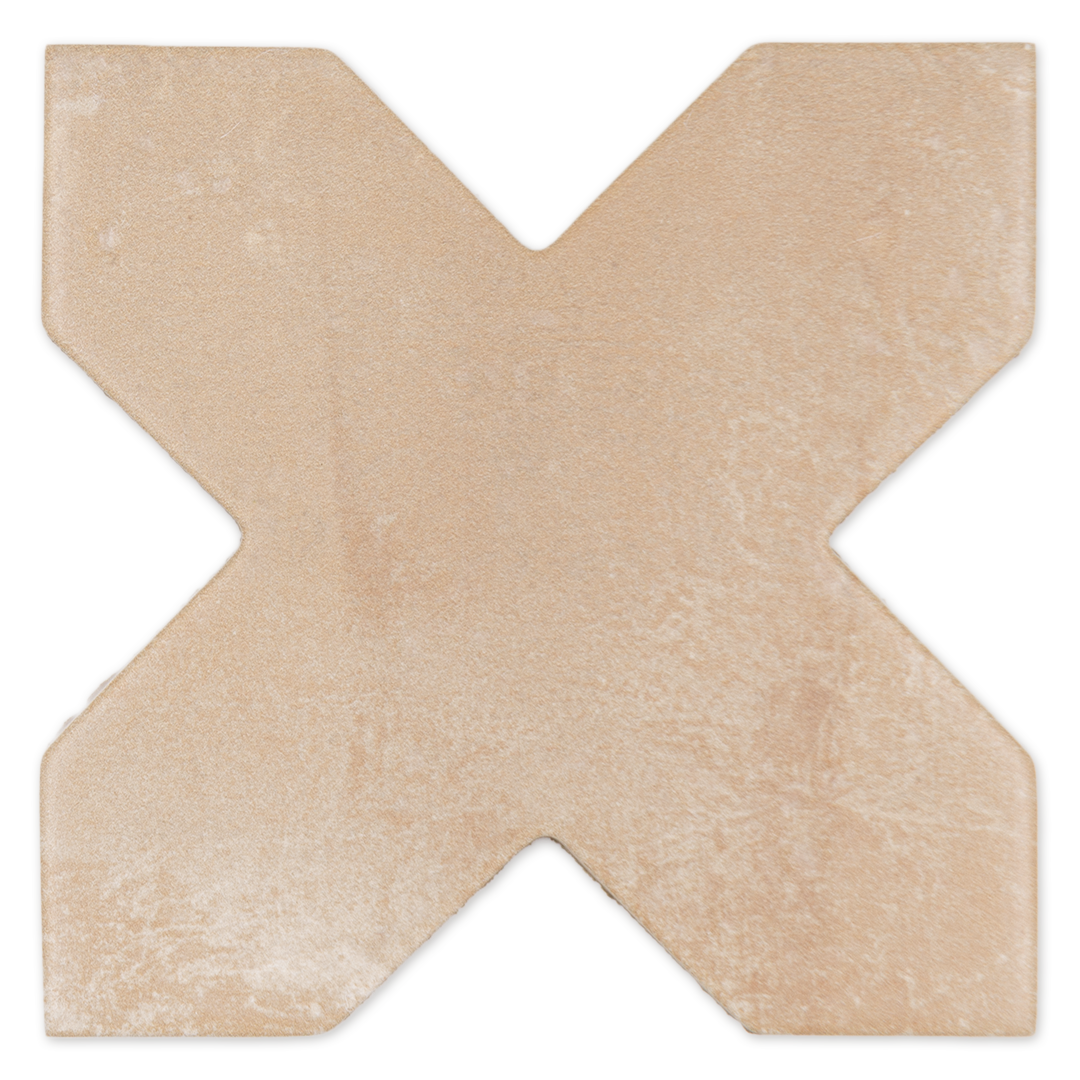Cross shaped tile in a terracotta textured look matte