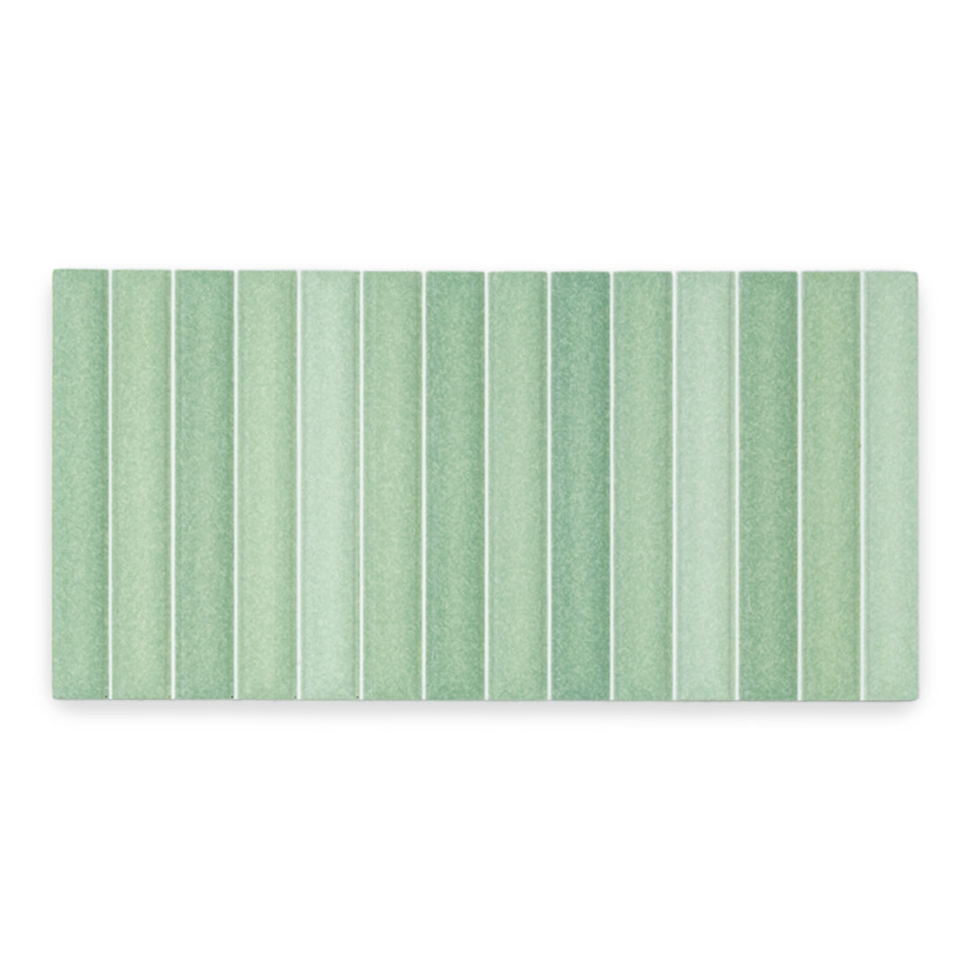 a fluted kitkat style panel in matte green with colour variation