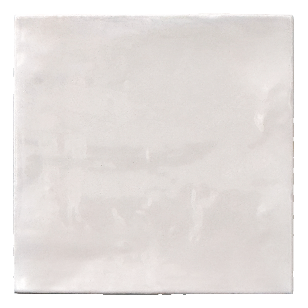 Ariel view of a single light grey 5x5 glossy textured tile. 