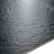 Angled close up on a slate black 24x48 tile to highlight the texture and finish. 
