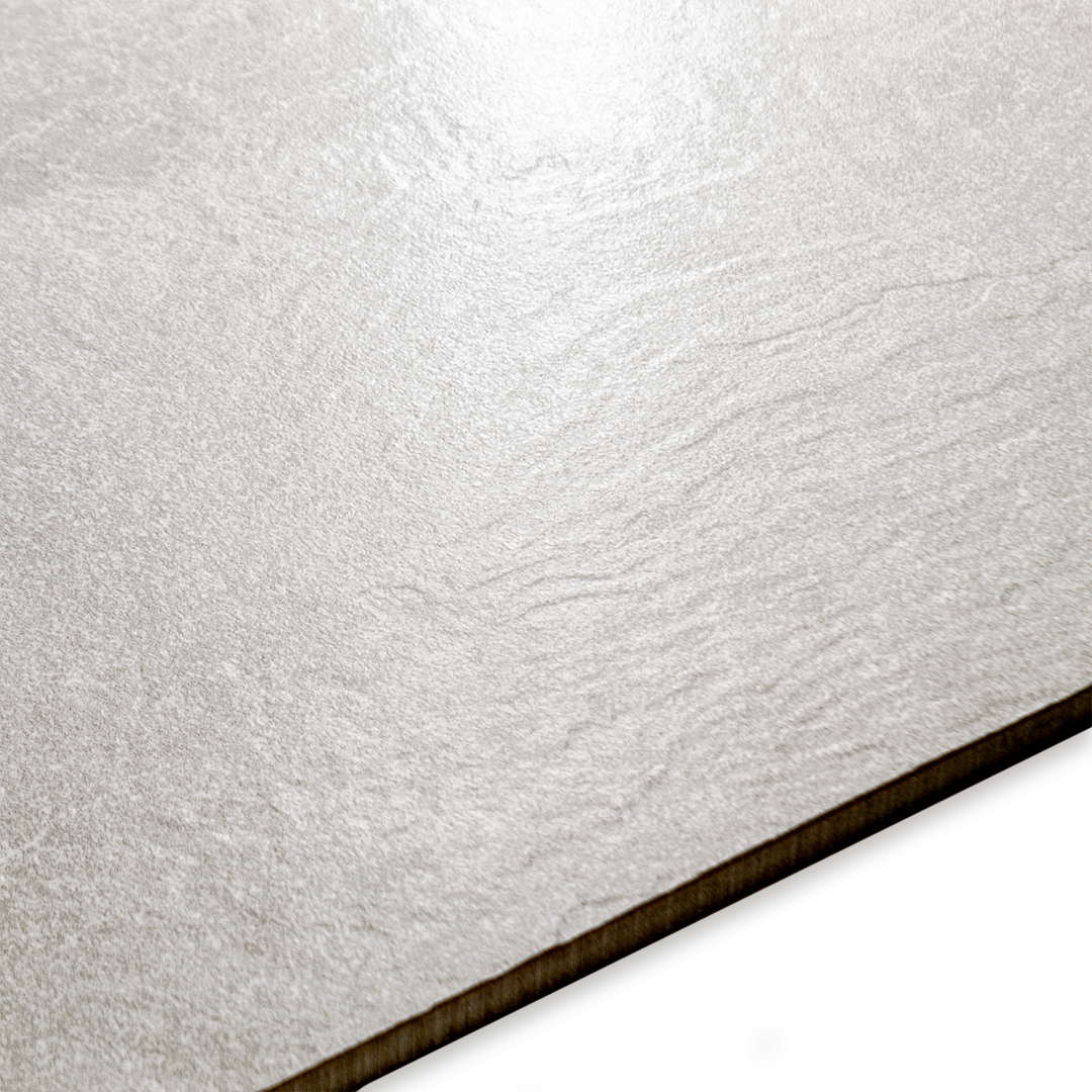 angled close up of slate frost white to highlight the finish, texture, pattern and colour. 