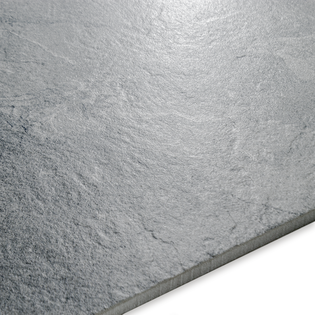 angled close up of slate grey to highlight the finish, texture and colour. 
