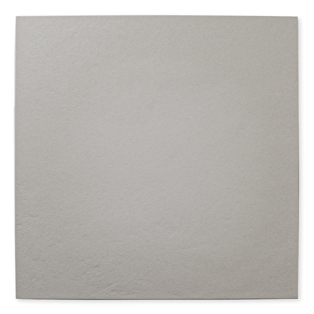 Grey 12x12 tile ariel view of one square tile with a soft stone appearance and texture. 