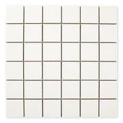 Ariel view of the 12x12 sheet mosaic tile made of 2x2 white stone look tiles