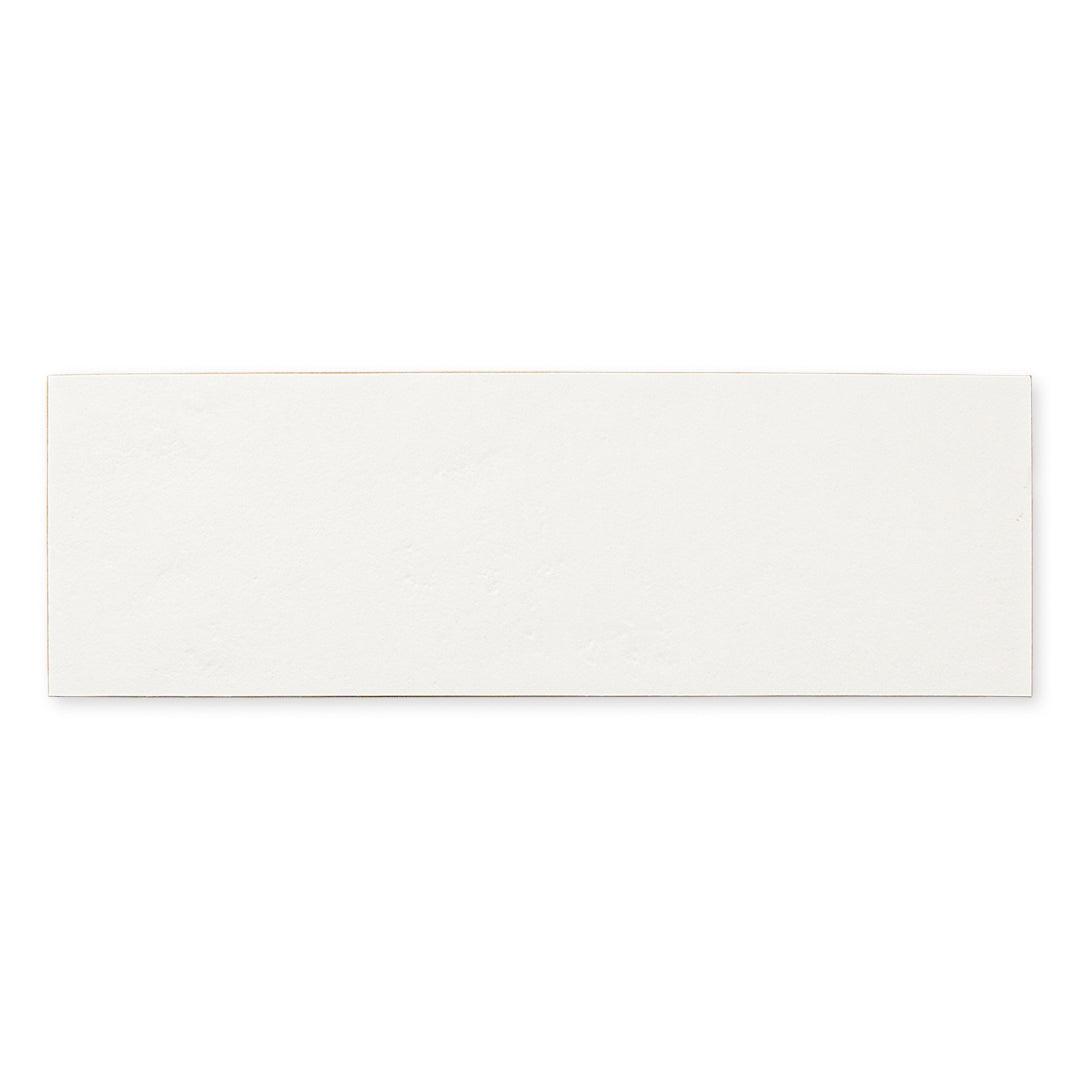 Ariel view of a single White 4x12 tile with a soft stone appearance and texture. 