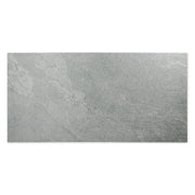 Ariel view of a single rectangular large slate grey tile with light veining. 