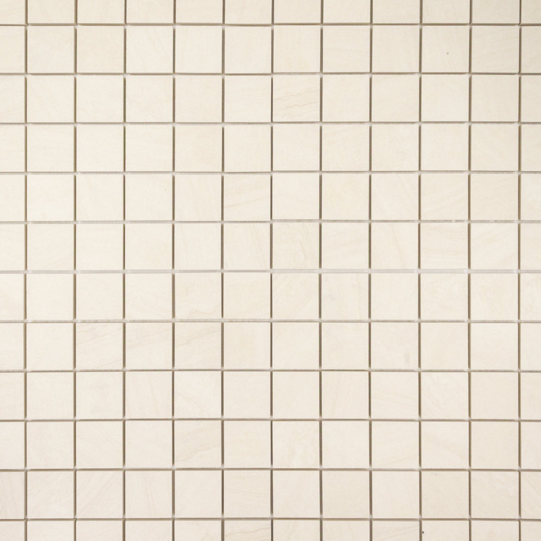 tilesinspired solenne beige 2x2 mosaic square tile perfect for a shower floor or accent with large stone looks. 