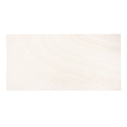 A single solenne white stone look rectangle large tile with off white and grey stone veining. 