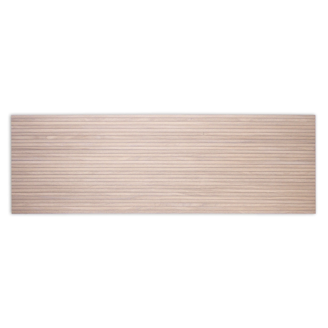 A single 13x40 wood look reeded tile in a light birch blonde colour. 