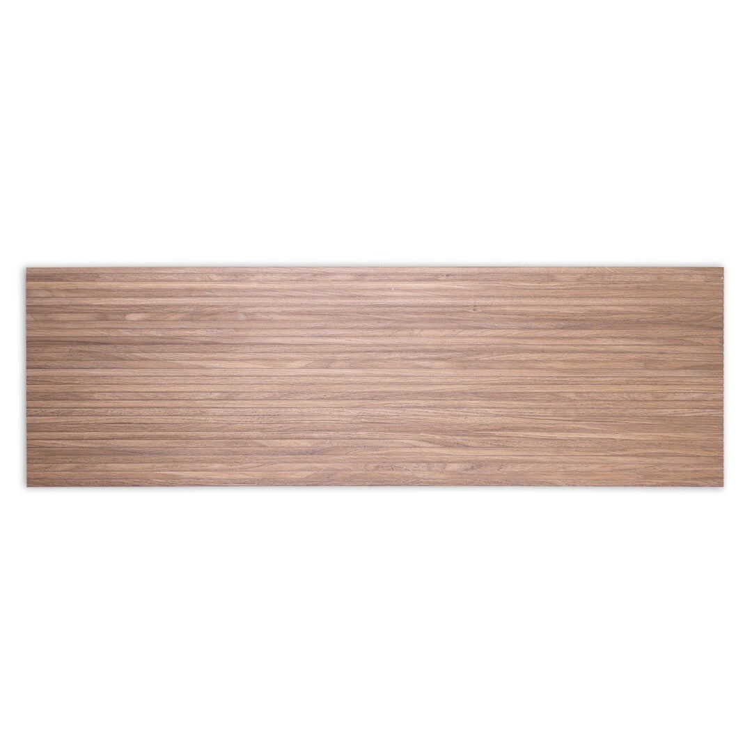 A single 13x40 wood look reeded tile in a brown oak colour. 