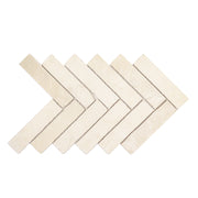 Tumbled White Herringbone Mosaic (2" x 8") - Sample