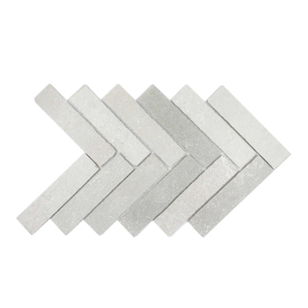 Tumbled Grey Herringbone Mosaic (2