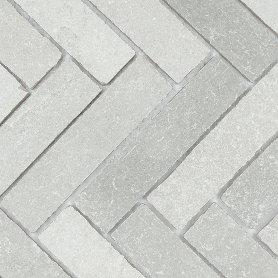 Tumbled Grey Herringbone Mosaic (2