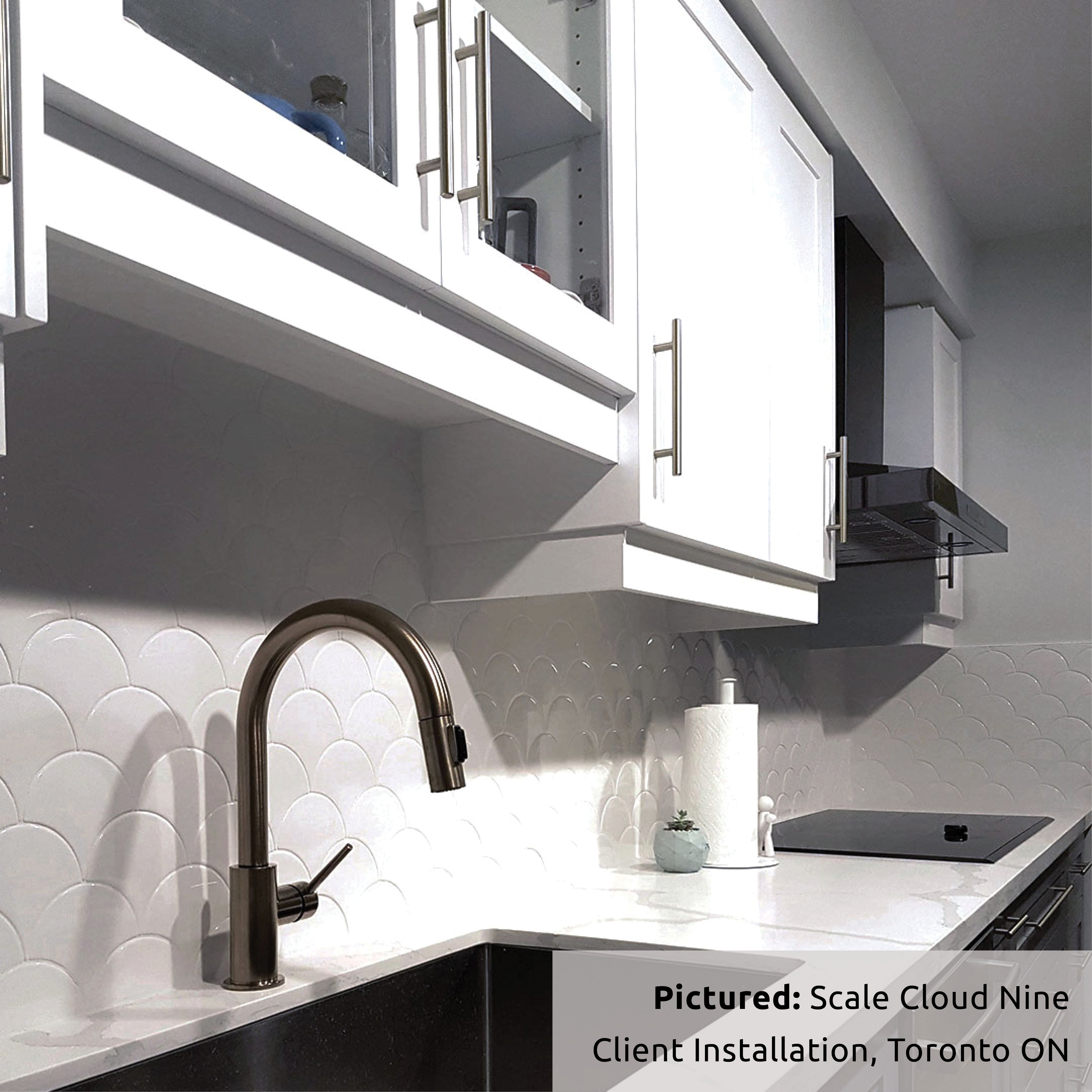 Scale Cloud Nine White Fish Scale Scallop Tile Kitchen Backsplash from TilesInspired Canada