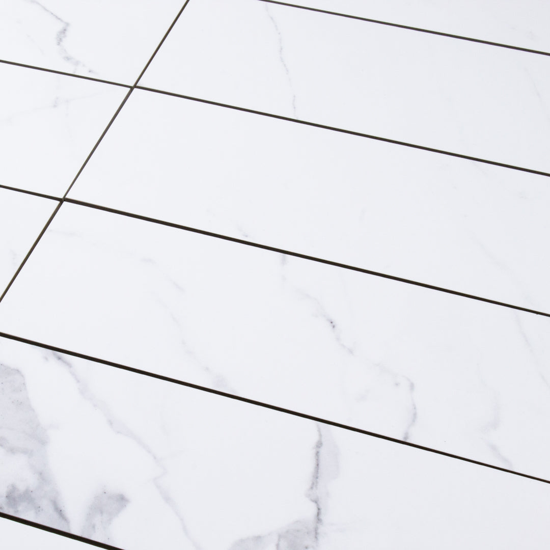 Statuario (4" X 12") White and Grey modern glossy porcelain marble & wood for residential and commercial bathroom and kitchen floor and wall imported from China, Anatolia  available from TilesInspired Canada's Online Tile Store delivering across Ontario and Quebec, including Toronto, Montreal, Ottawa, London, Windsor, Kitchener, Muskoka, Barrie, Kingston, Hamilton, and Niagara decoration idea