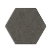 A single 6" hexagon clay charcoal stone look tile