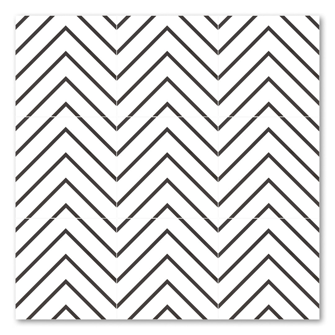 Make your own pattern tiles with formation black and white 8x8 geometric chevron tiles