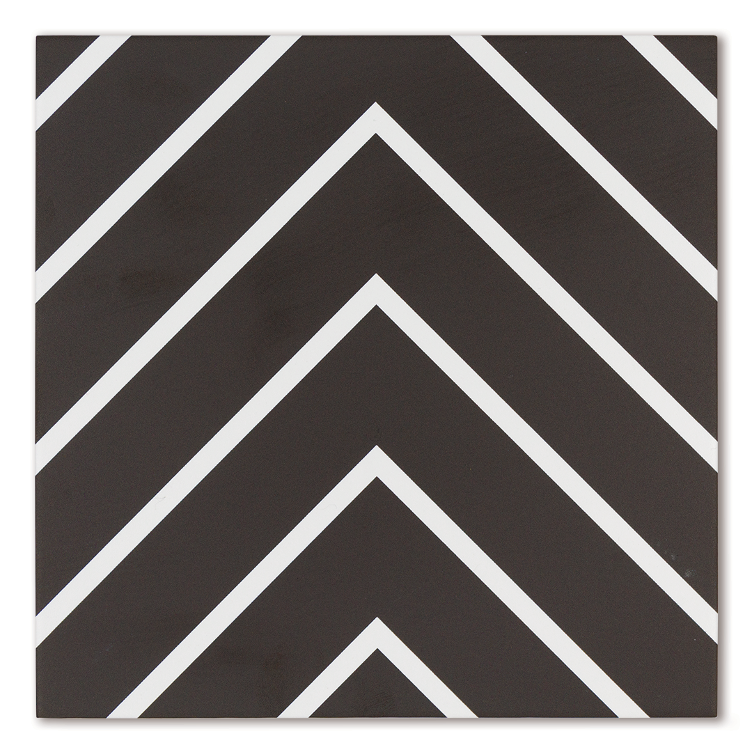 Black geometric 8x8 pattern tiles with white lines. 